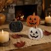 Trick or Treat Decorations 3Pcs Halloween Pumpkin Tabletop Decor, Rustic Face Wooden Block Table Ornaments Ornaments, Farmhouse Desktop Craft for Home