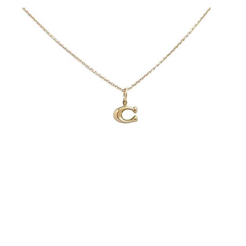 COACH Exquisite C logo design brass necklace women s gold