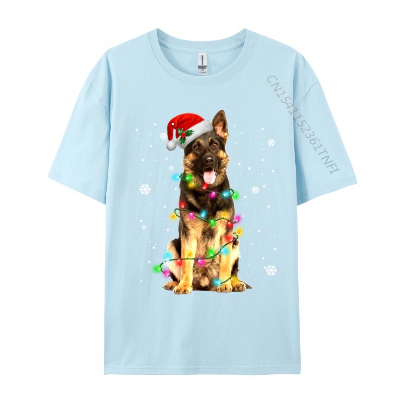 Gerunisex Shepherd Dog Tree Christmas Sweater Xmas Dogs Tshirts Tops Shirts Black On Sale Novelty Cotton Unisex Top Tshirts