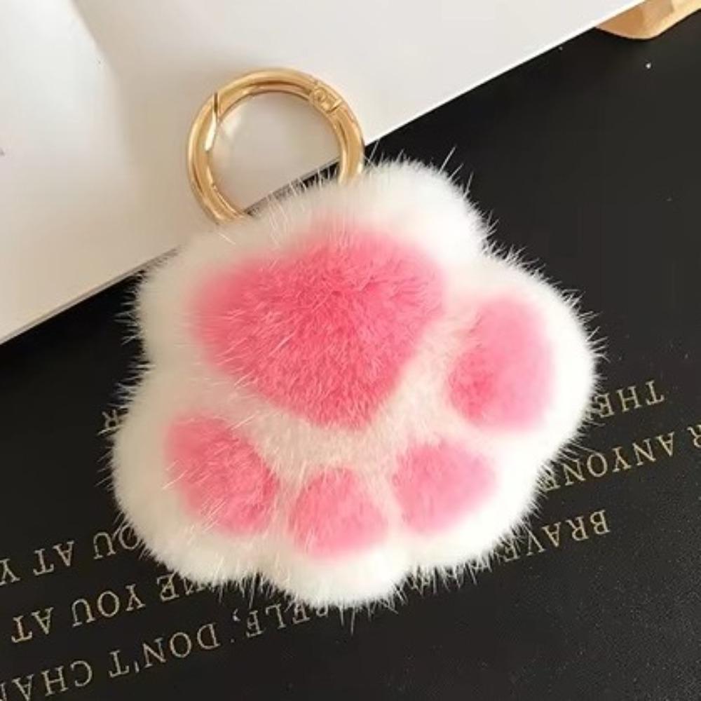 Cute Doll Faux Fur Keychain Animal Paw Plush Car Key Ring Bag Pendant Charms  Valentine's Day