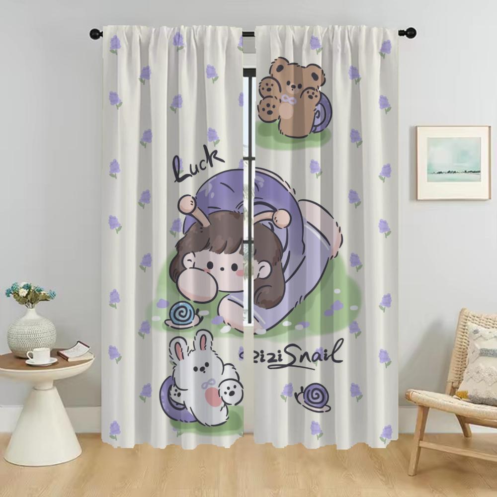 Küchenvorhänge Kinderzimmer Niedliches Mädchen Heim Innenvorhänge für Kamera-Raumteiler Fenstervorhang für Zimmer 2 Paneele Jalousien Wohnen