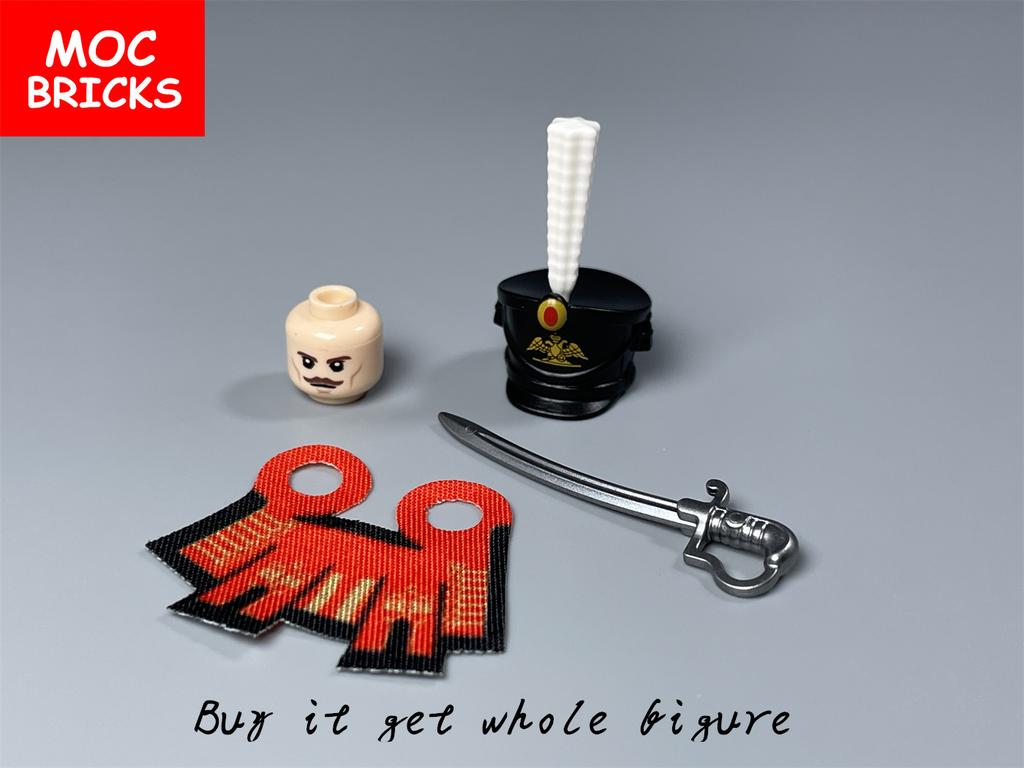 MOC Кубики Російська Армія Наполеонівські Війни Фігурка Будівельні Блоки Меч Пістолет Військові Аксесуари Зброя Дитяча Іграшка