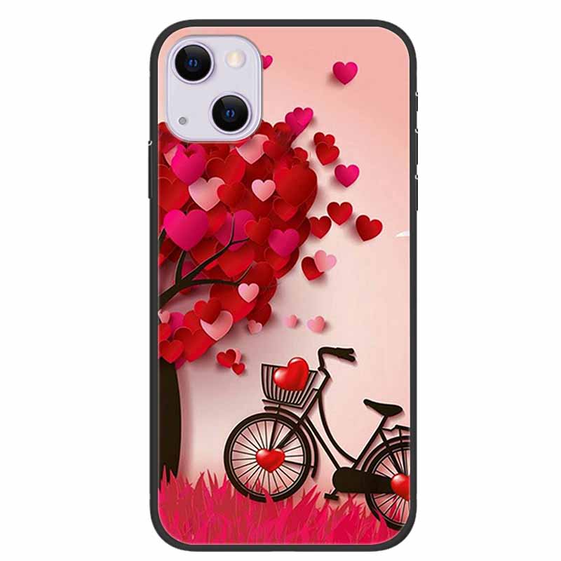 For iPhone 14/14 Plus Case Black Silicone Soft TPU Luxury Flower Animal Back Cover For iPhone 14/14 Plus New Shells for iPhone14