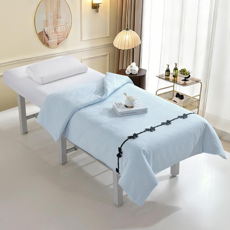 

Summer Breathable Puff Yarn Beauty Bed Quilt Cover Bow Decor Massage Bed Cover Spa Salon Single Duvet Cover Thin Coverlet 115x180cmDuvet Cover