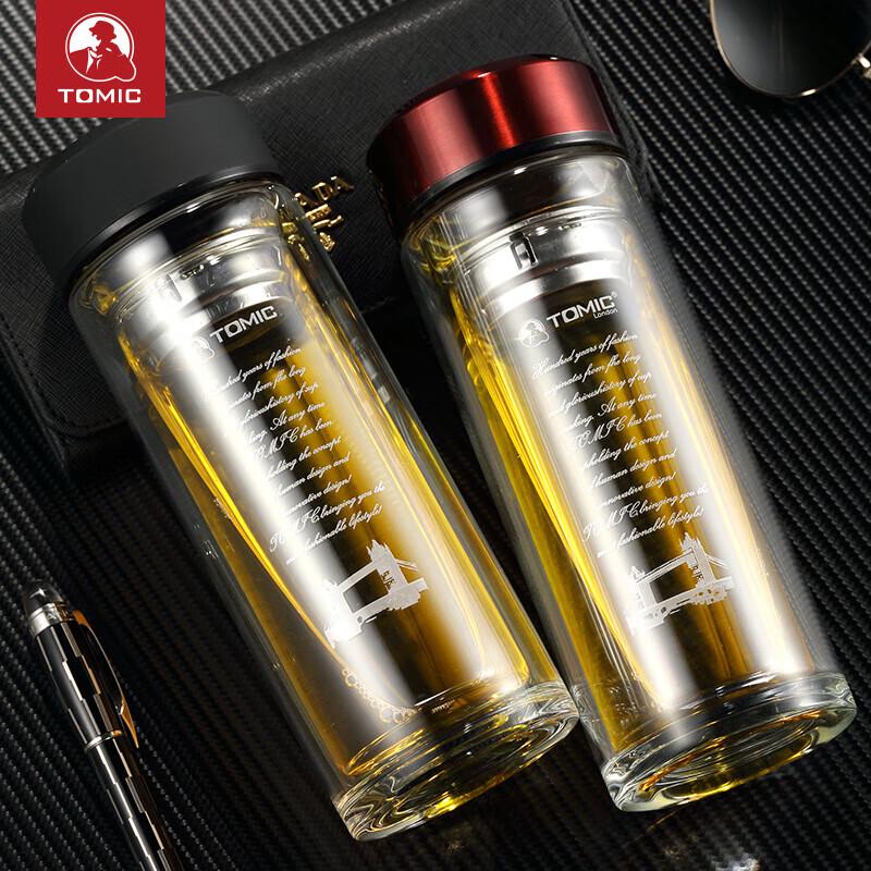 TOMIC Double-Wall Glass Tea Infuser Bottle