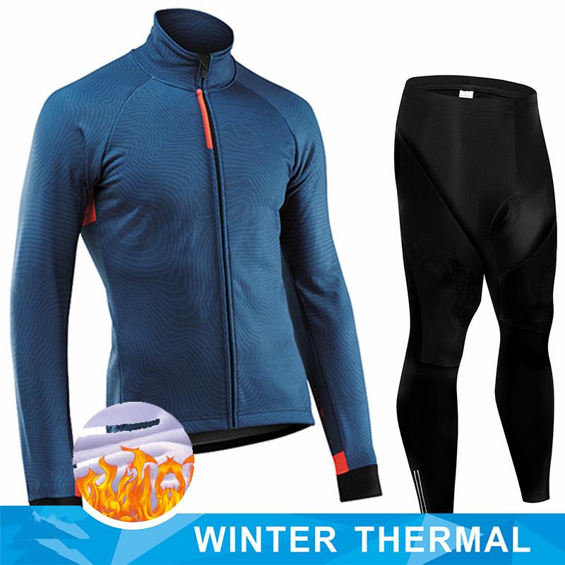 Men 2026 Winter Velvet Warm Cycling Clothing Suit Set Thermal Fleece Bicycle Jersey Set MTB Warm Bike Jersey Set Ropa