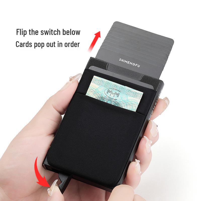 Portcard Metalic Ultra-Subțire Anti-Furt - Design Minimalist Pop-Up pentru Bărbați și Femei, Capacitate Mare, Anti-Magnetic, Trendy