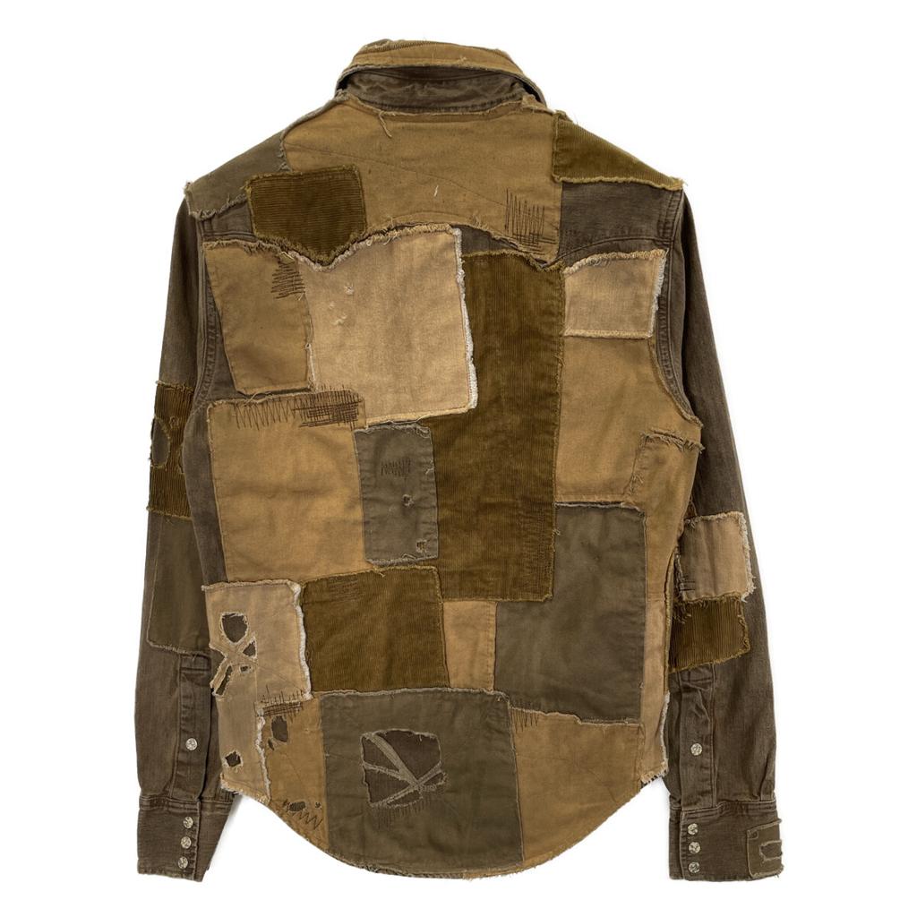 RRL Brown Patchwork Damaged Western Shirt tops XXS BrownUsed