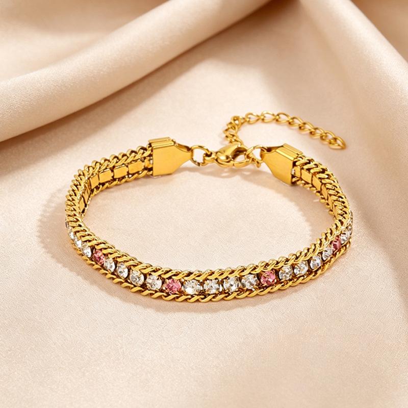 Women's Titanium Steel Multi-color Zircon Bracelet - Luxurious, Versatile, and Fade-resistant