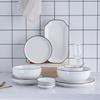 Clearance, Export European Nordic Household Set Ceramic Tableware Simple Black Edge Black Line Tableware Dishes And Plates