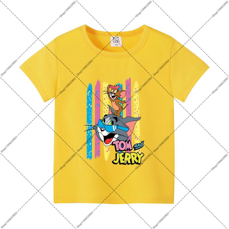 Tom and Jerry Cute T-shirts Cartoon Anime Pattern Printed Short Sleeve Unisex Summer Clothes Comfortable Breathable T-shirt Gift