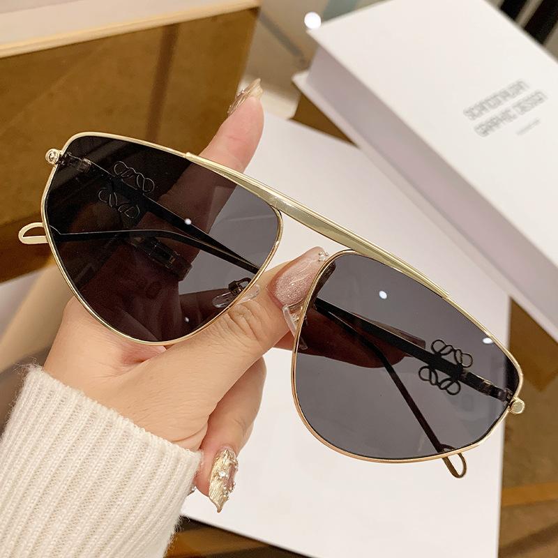 

Polygonal Personalized Metal Fashionable Large-Frame Sunglasses Uv400 Protection Street Photography Stage Performances Glasses