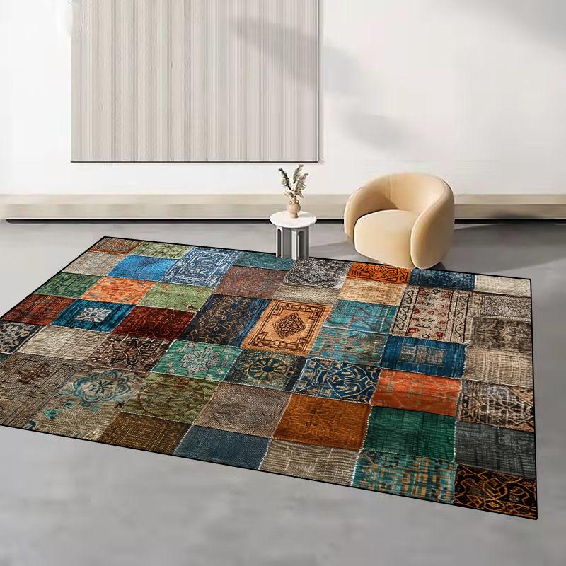 Retro Abstract Style Carpet Living Room Decoration Light Luxury Easy Clean Non-slip Sofa Side Rugs for Bedroom Floor Mat Tapete