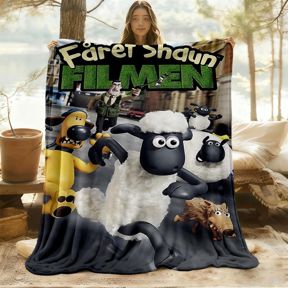 1pc Sheep Shaun Dog Outdoor Blanket Lightweight Flannel, Soft & Warm, All-Season Use for Sofa, Outdoor, Camping, Living Room041