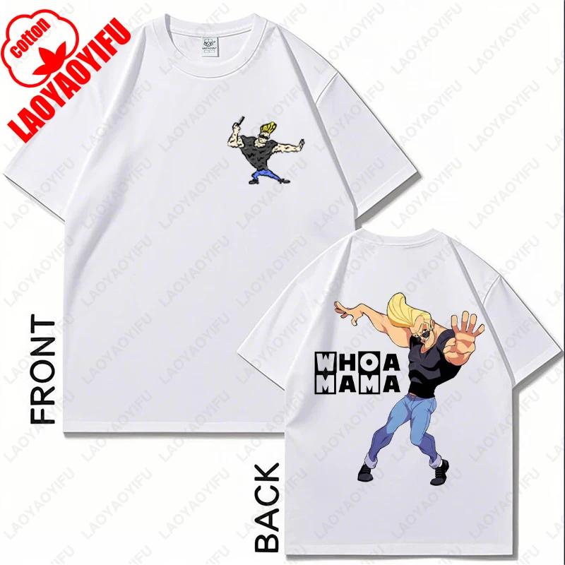 Johnny Bravo Cartoon Character Graphic TShirt Casual Cotton Unisex Women Fun Fashion Tees Brother Friend Couple All Match Gift Tops