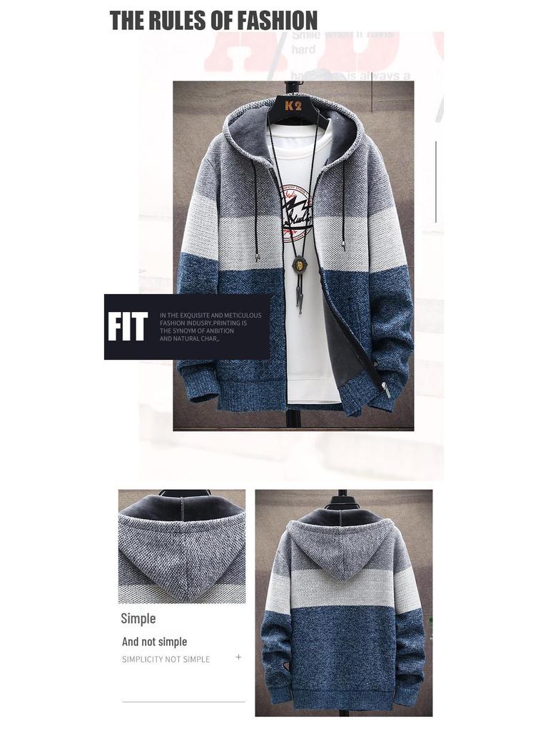 Men's Hooded Cardigan Sweater - Autumn/Winter 2025 Collection, Casual Loose Fit, Thick & Stylish Jacket