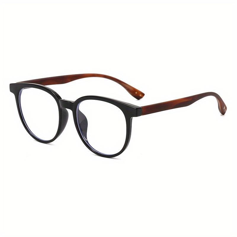 1pc Blue Light Blocking Glasses Retro Wood Grain Round Square Frame for Eye Protection