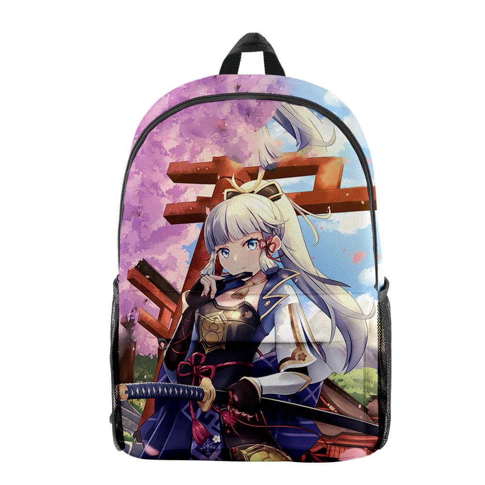 Klassieke Genshin Impact Kamisato Ayaka leerling Schooltas Notitieboek Rugzakken 3D Print Oxford Waterdicht Jongens/Meisjes Reisrugzakken