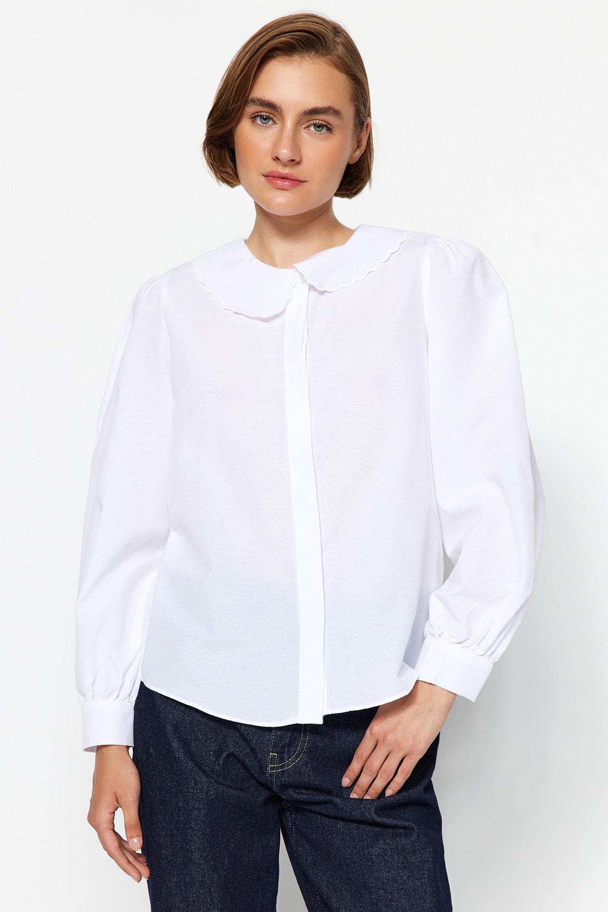 

Рубашка из тканого хлопка с рукавами-фоналями цвета экрю TWOAW23GO00295..