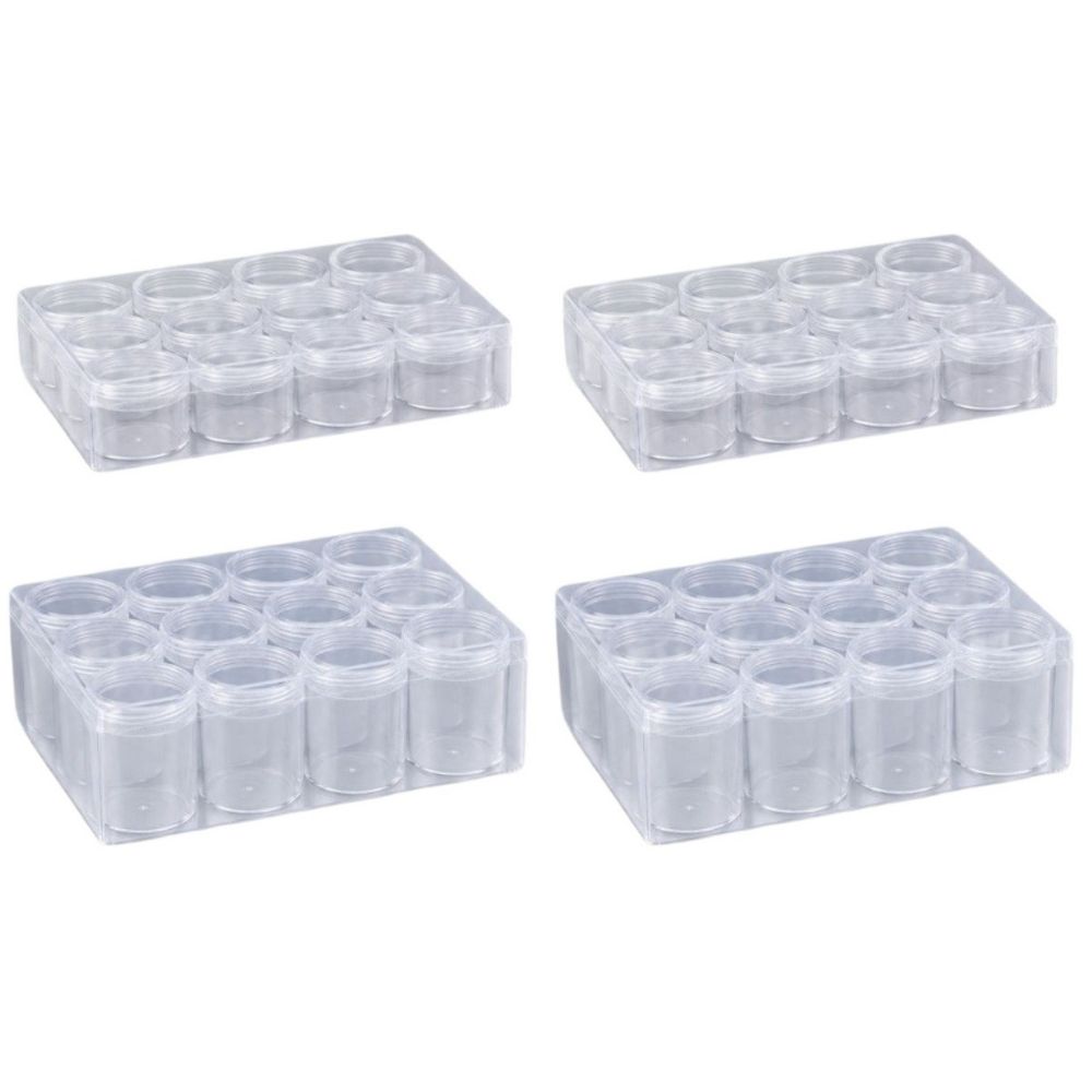 2pcs Rectangle Shape Jewelry Beads Storage Box 12 Bottles Plastic Storage Organizer DIY Craft Use