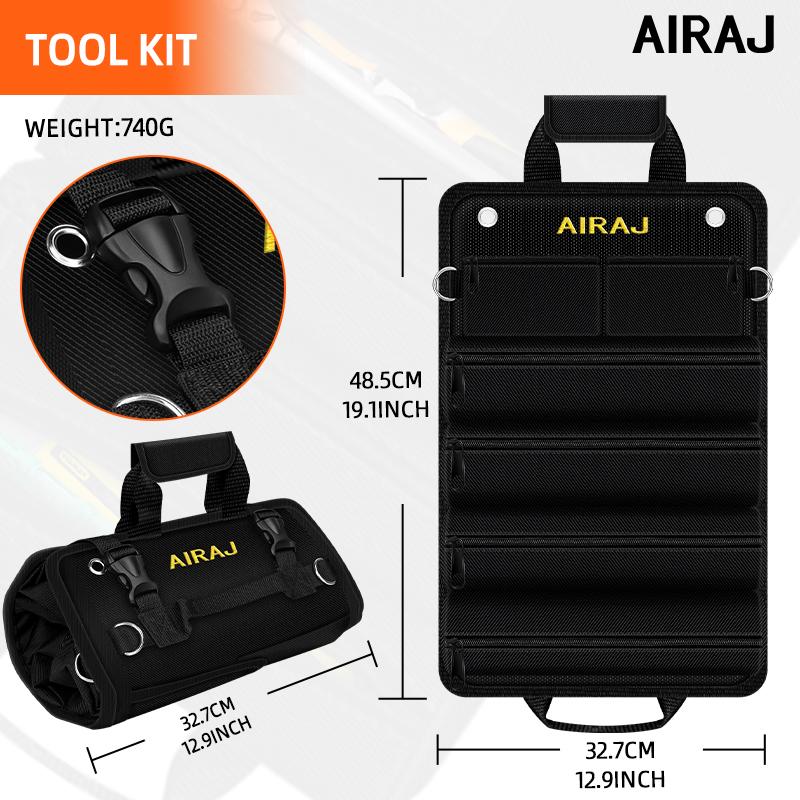 

AIRAJ Многоцелевой набор инструментов для наружного использования, профессиональный, с несколькими карманами, сумка для инструментов, сворачиваемая, портативная, небольшая сумка для хранения инструментов