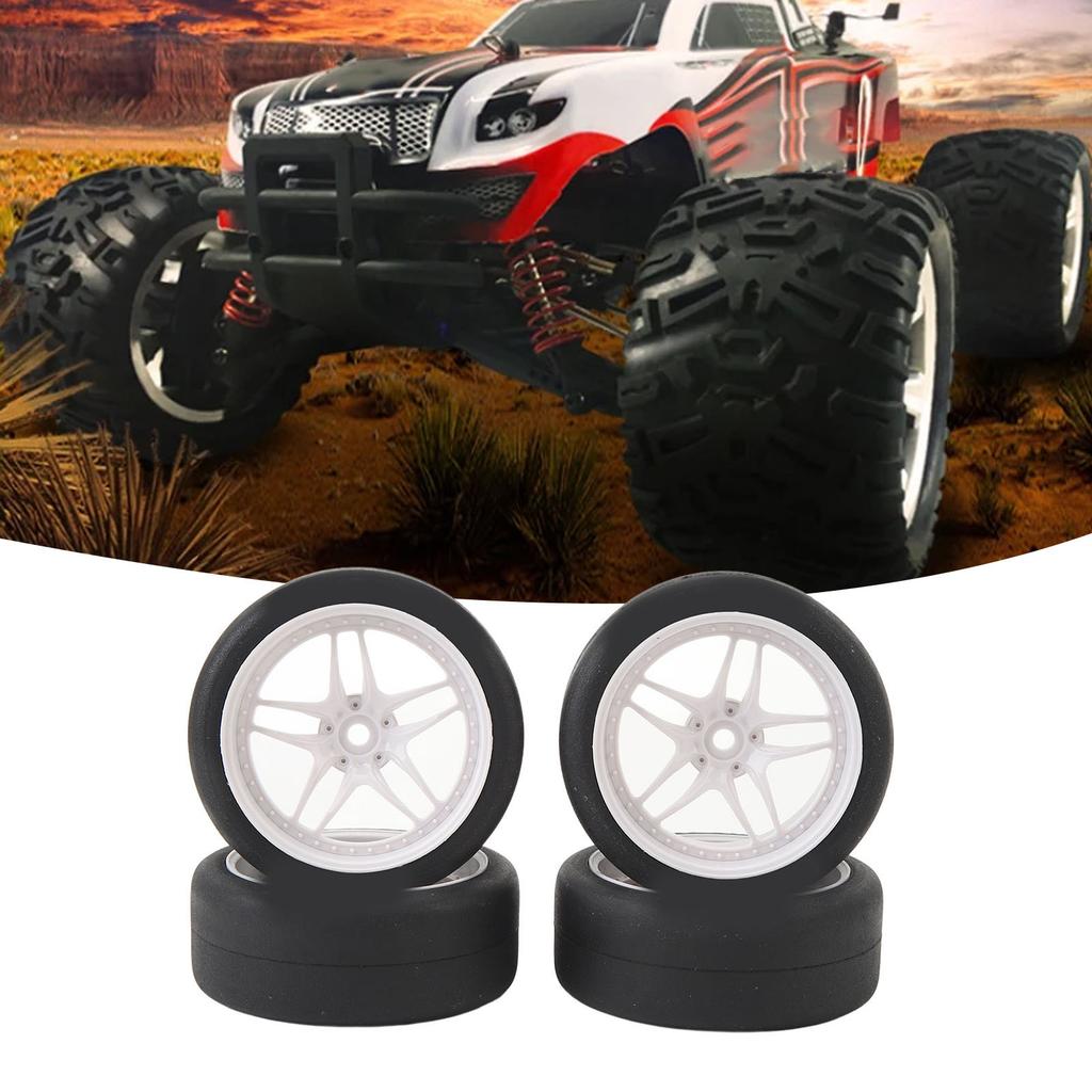 4pcs RC Tires Wheels  S Sets 12mm Hex Wheels  S Rubber Tires Width 26mm for 1Celsius10 RC Racing Car Drifting Car