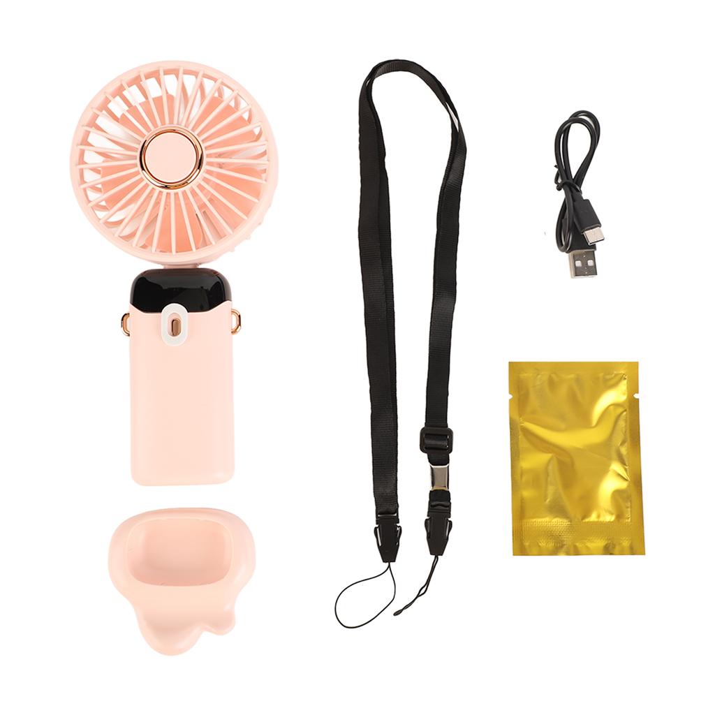 Mini Handheld Fan ABS Portable Digital Display USB Charging Foldable Neck Hanging Fan with Lanyard for Office Outdoor