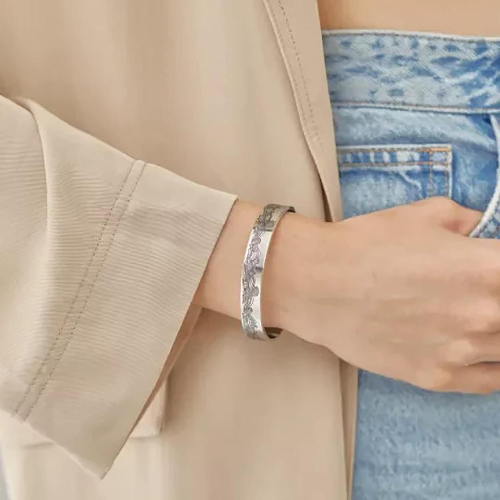 Bransoletka pamiątkowa dla mojego męża / krewnych ze stali nierdzewnej Bransoletka mankietowa z grawerowaną falą pamiątkową