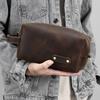 Genuine Leather Wash Bag with A Leather Top Layer, Cowhide Storage Bag, Retro Men's Handbag, Wear-resistant Cowhide Bag