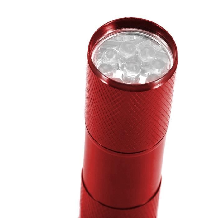 Flashlight - OMABETA - Mini UV Torch - 9 LEDs - 365-400 Nm - Red Aluminum