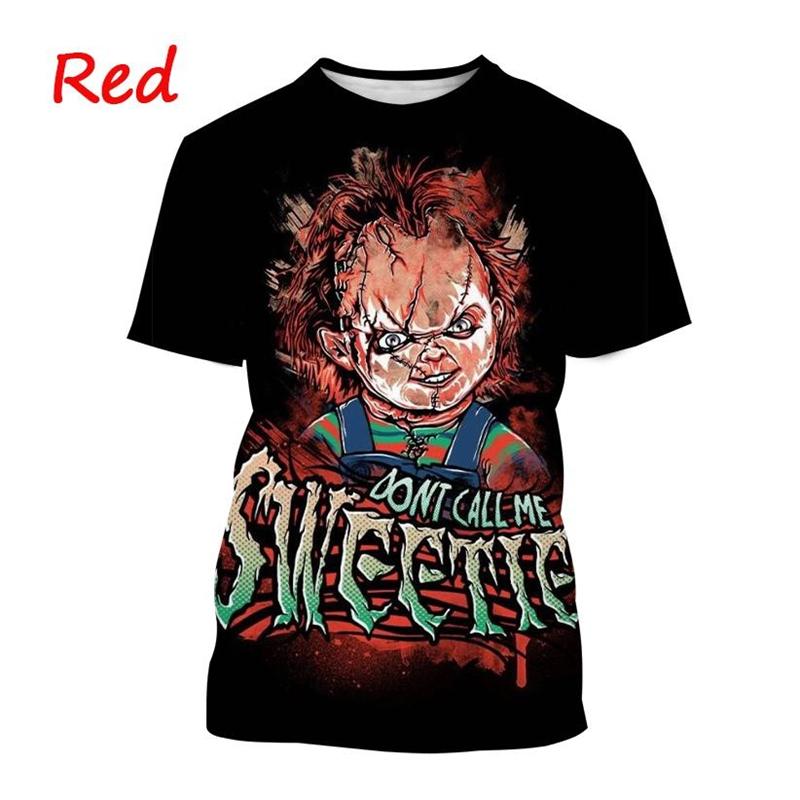 Saldi Estivi Chucky T-shirt Stampata 3D Divertente Stile Streetwear Manica Corta Uomo Design Horror Girocollo Abbigliamento