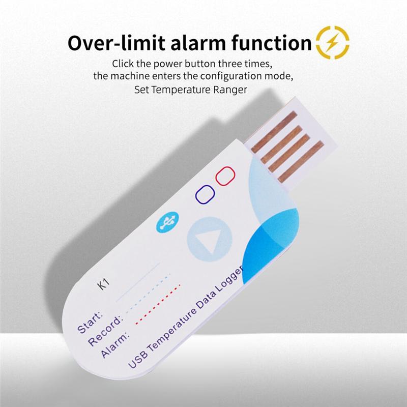 AA58 USB Temperature Data Logger 14400 Points USB Report 60 Days IP65 Disposable Recorder