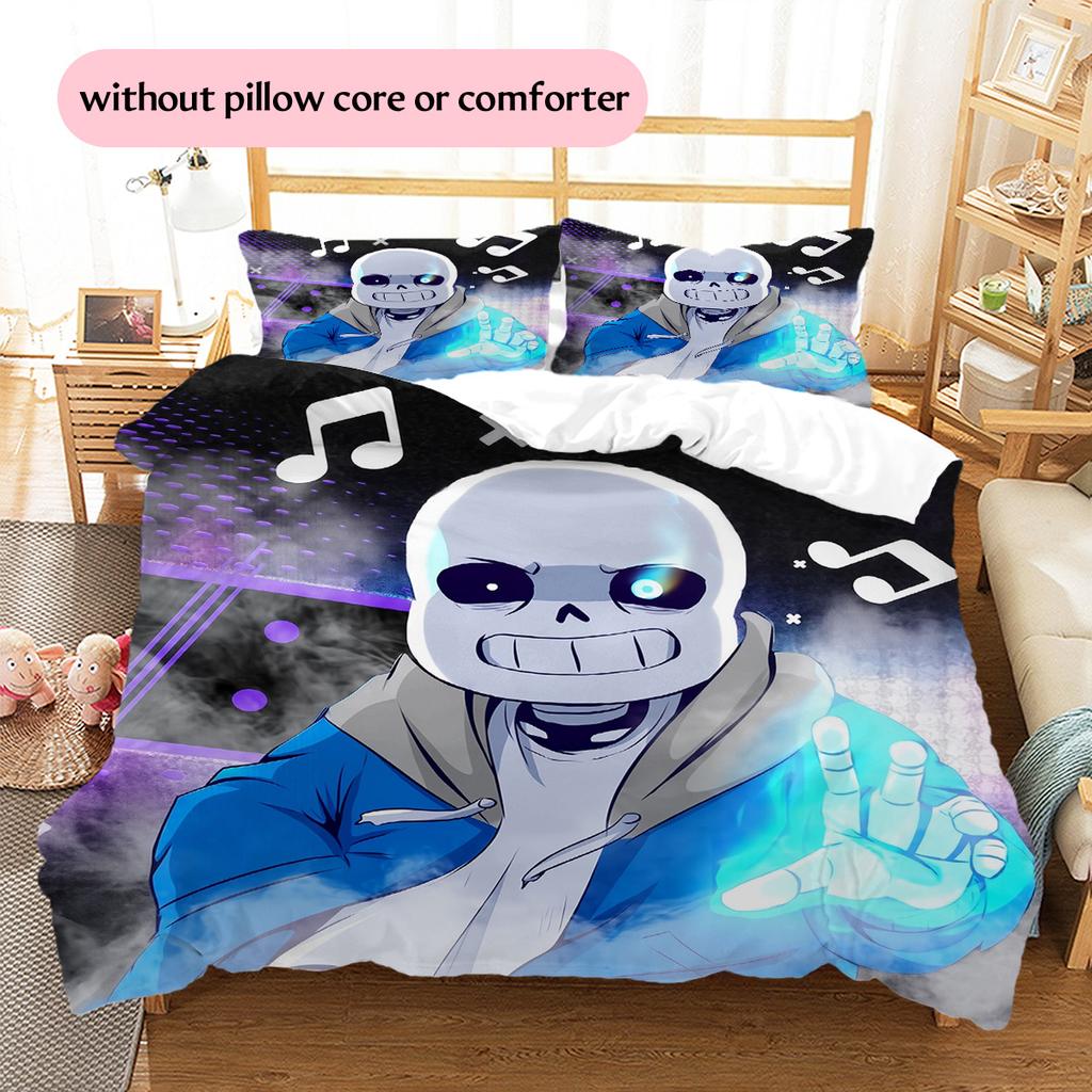 Sans  Pattern Bedding Quilt Set  Home Decoration  Gift (1 * duvet cover + 2 * pillowcase  without core)