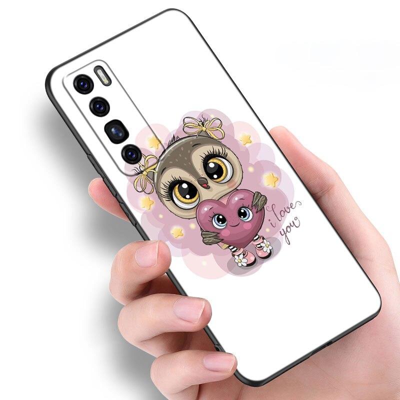 Kreskówkowa Sowa Słodkie Sowy Etui Dla Huawei NOVA 8 9 Pro 8i 7i 7SE Y60 5T Mate 40 30 20 10 Lite Honor 50 30 Premium Pro Plus 30S Pokrowiec