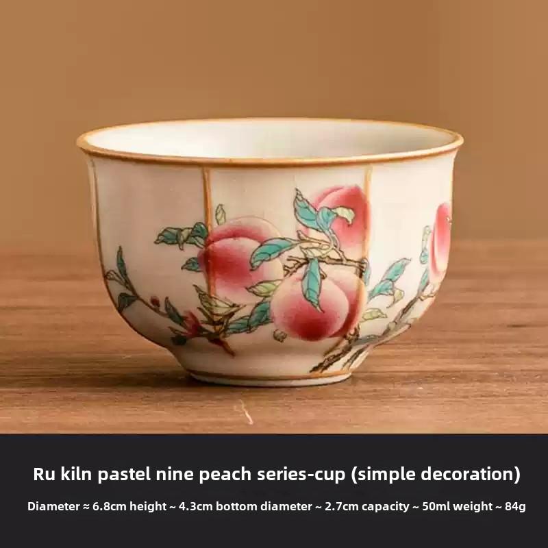 

Ruyao/Pink Nine Peach Tea Cup//High Quality Ceramic Tea Set/foam Box or Gift Box 2 Kinds of Packaging/Chinese Gift 6.8X4.3CM--50ML