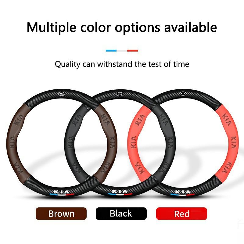 Carbon Fiber Nappa Leather Car Steering Wheel Cover Accessories For Kia K5 Sportage Picanto Xceed Rio Cerato Soul Carens Seltos