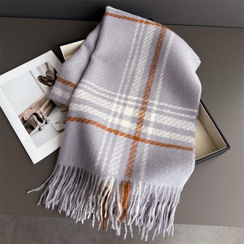 Winter Warmer Scarf For Women Men Thickened Neck Tassel Pashmina Shawl Faux Cashmere Warps Autumn Elegant Ladies Blanket