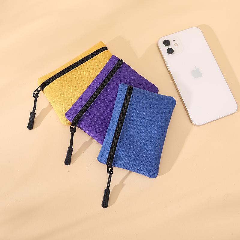 2024 Women's Mini Zipper Coin Purse - Solid Color Oxford Cloth Key Bag