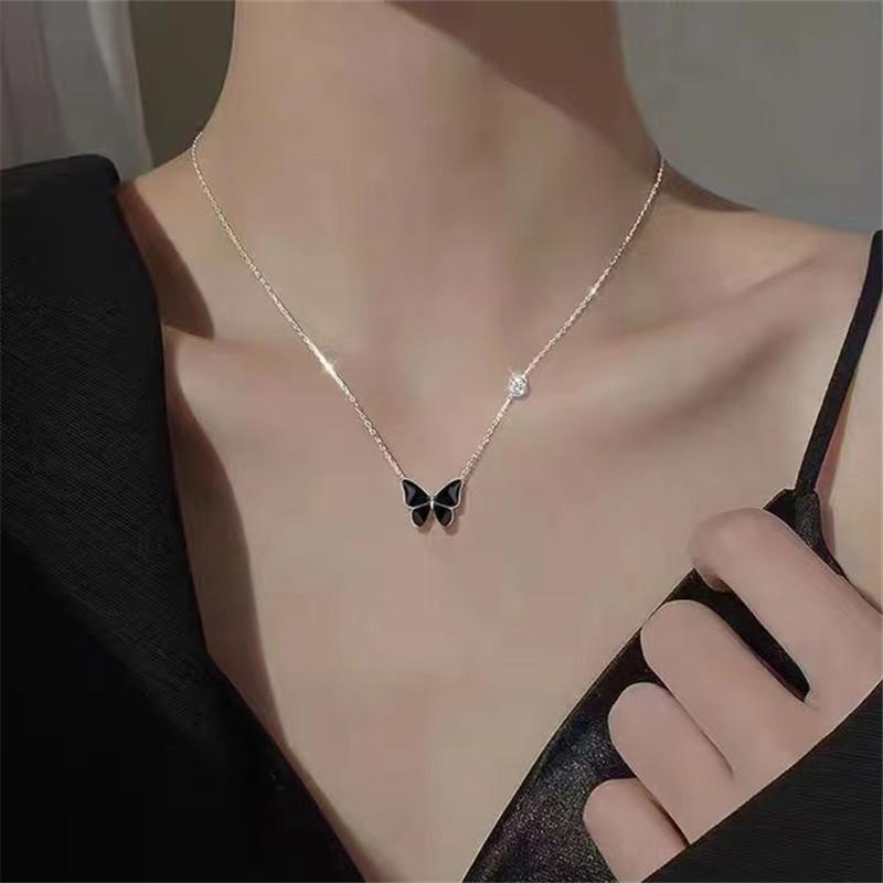 New Arrival Trendy Stylish Trend Unique Fine Temperature Color Changing Butterfly Necklaces Women Jewelry Gathering Gathering Present GiftFashion