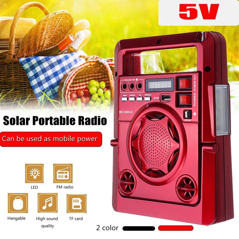 Solar Powered  LED Flashlight  Radio FM/AM Phone Emergency TF USB Charger System