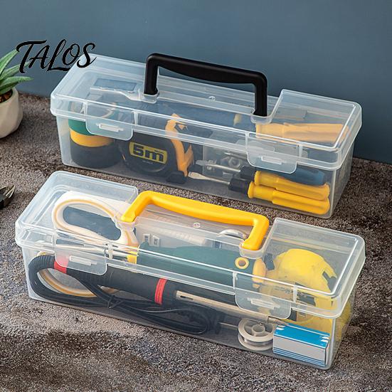 Talos Hardware Storage Box, with Handle Transparent Stackable Dust-Proof Organizer, for Tools Spices Art Supplies Office Accessories