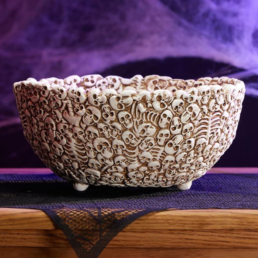 Resin Decorative Skull Bowl with Detailed Skeleton Design for Candy Storage and Display Not Suitable for Direct Food Contact