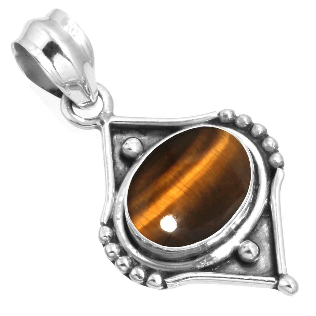 925 Sterling Silver Pendant Women Gemstone Handmade Jewelry Thanksgiving Gift Malachite Moonstone Rose Quartz Red Stone Smoky Topaz Tiger Eye Cocktail