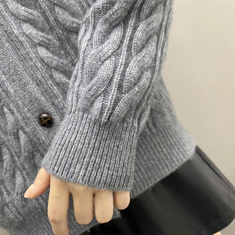 Women's Stylish Slimming Cable Knit Cashmere Cardigan Sweater - Autumn Chic, Versatile, Single-Breasted
