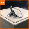 BFCLUB 925 Sterling Silver Rings For Women Men Fine Jewelry Finger Adjustable Open Vintage FishTail Ring For Party Birthday Gift
