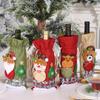 LMETJMA Christmas Wine Bottle Bags Flax Christmas Burlap Wine Cover Bags Elk Santa Claus Wine Bottle Decoration Bags JT262