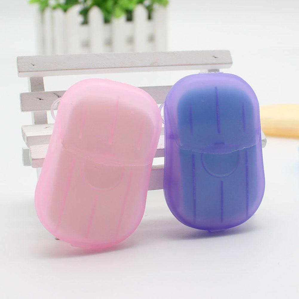 

20 шт. Одноразовые дорожные листы мыла Бумажные листы мыла Мини для кожи Портативное бумажное мыло с коробкой для походов на открытом воздухе