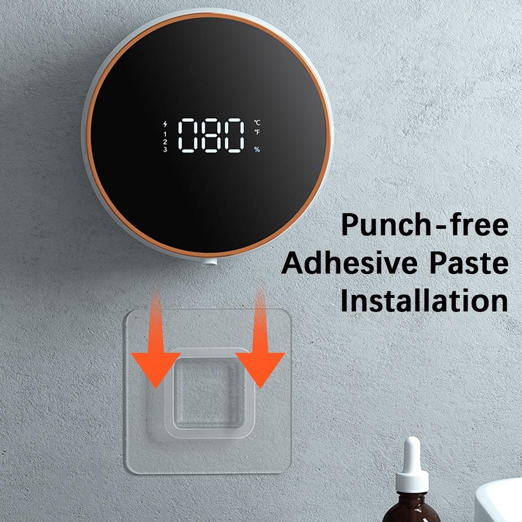 2000mAh Liquid Fast Foaming Pump Wall Mounted with Temperature Digital Display White/Black Automatic Touchless Sensor Soap Dispenser Hand Sanitizer