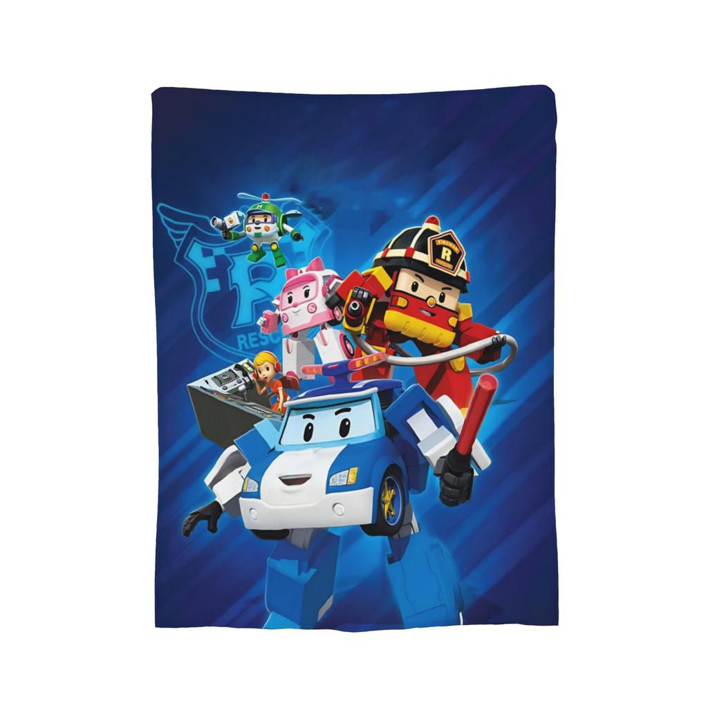 R-Robocars P-Polis Flannel Blanket Helly Awesome Throw Blanket For Bed Sofa Couch 150*125Cm Bedspreads,