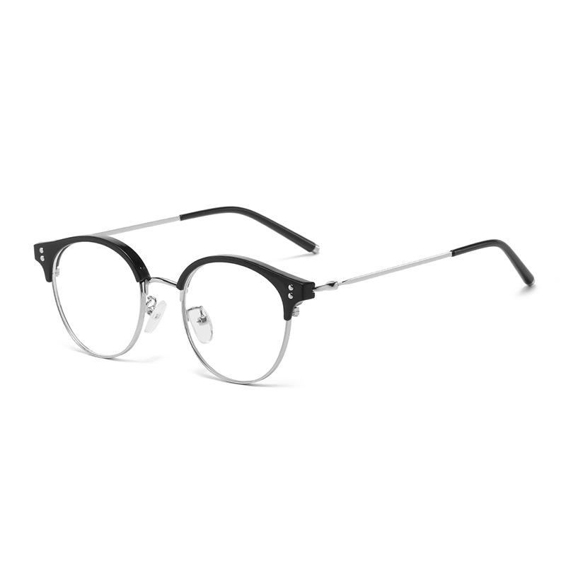 9381 Metal Frame Anti-Blue Glasses Eyebrow Frame Round Frame Glasses Literary Xiaoqing Can Be Matched With Myopia